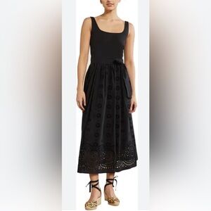 Boden Black Midi Dress with Eyelet Detail 10